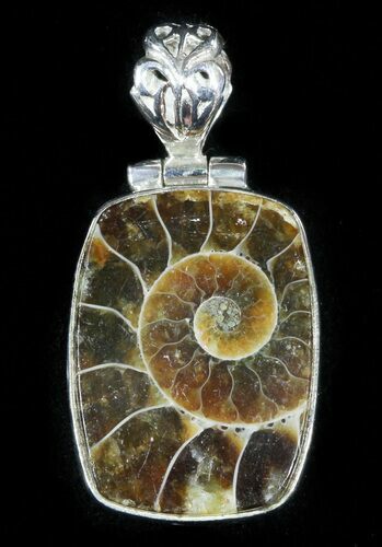 Ammonite Fossil Pendant - Sterling Silver #48514